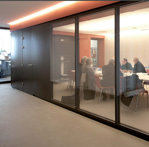 木饰面或、钢面板隔墙-马尔斯成品隔断